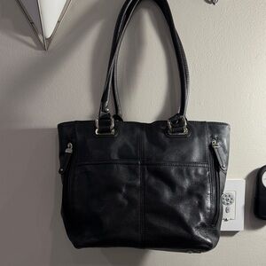 Tignanello Black Leather Tote Bag